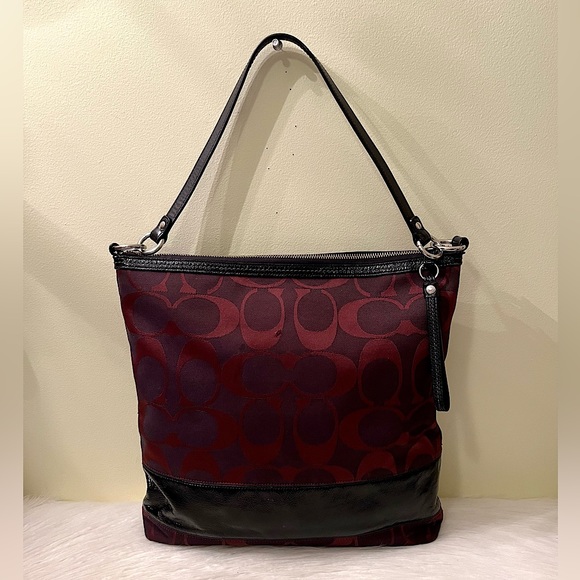 Coach Patent Leather Striped Shoulder Bag - Picture 1 of 7